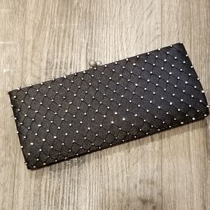 Black rhinestone clutch with strap